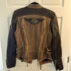 Harley-Davidson Women's Distressed Leather Jacket, Brown & Black